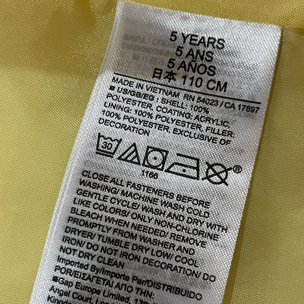 GAP Light Yellow Kids Puffer Jacket 5